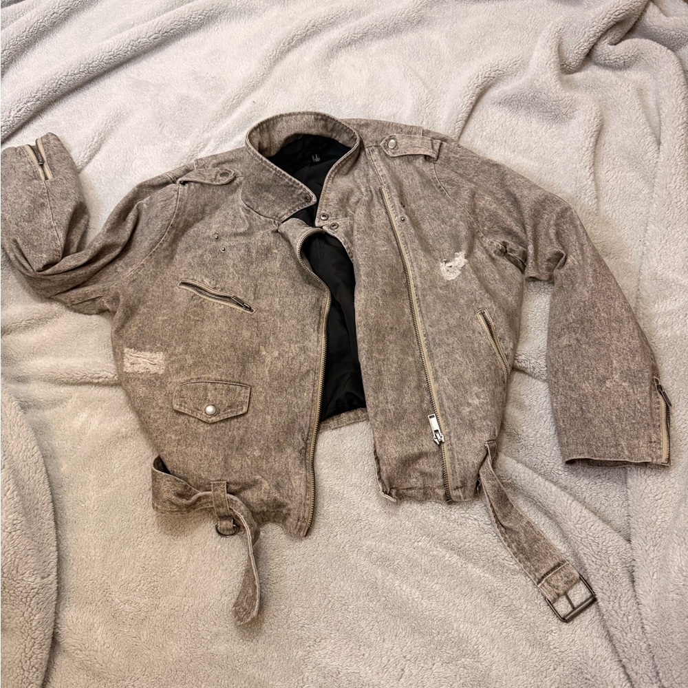 Current Mood grey denim Moto Blazer - Picture 3 of 5